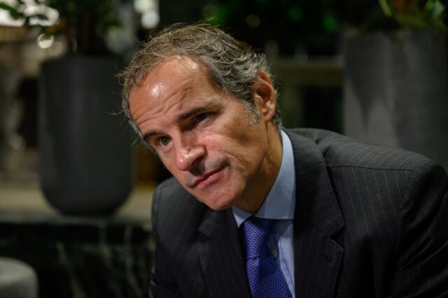 IAEA director Rafael Grossi speaks during an interview ahead of the 78th United Nations Ge