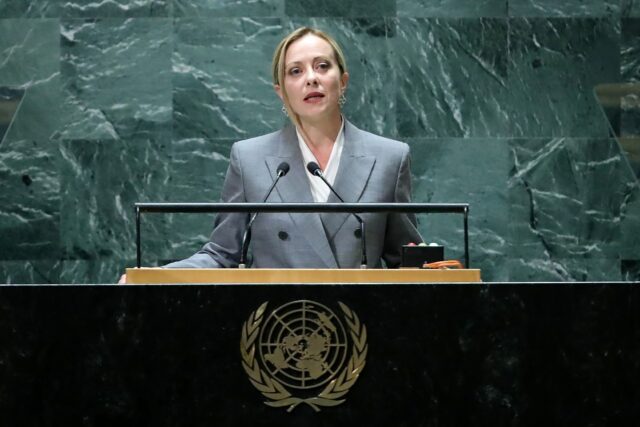 Italian Prime Minister Giorgia Meloni addresses the 78th United Nations General Assembly