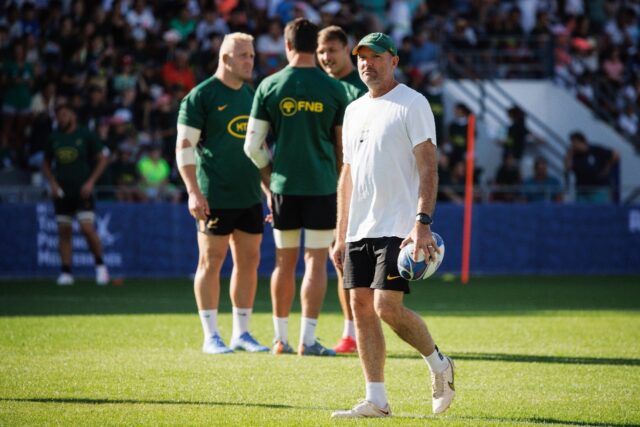 Jacques Nienaber (C) took over from Rassie Erasmus as head coach after the 2019 Rugby Worl