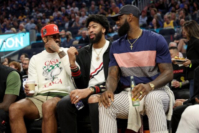 Having NBA stars such as LeBron James, right, Anthony Davis, center, and Carmelo Anthony m