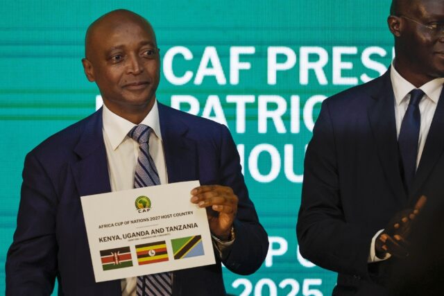 Patrice Motsepe, president of the Confederation of African Football, reveals the host coun