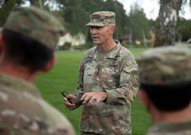 In this photo from the US Department of Defense, then acting US Army Chief of Staff Gen. R