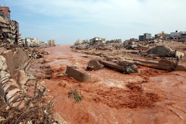 Riverside buildings in the eastern Mediterranean coastal city of Derna collapsed after Sto
