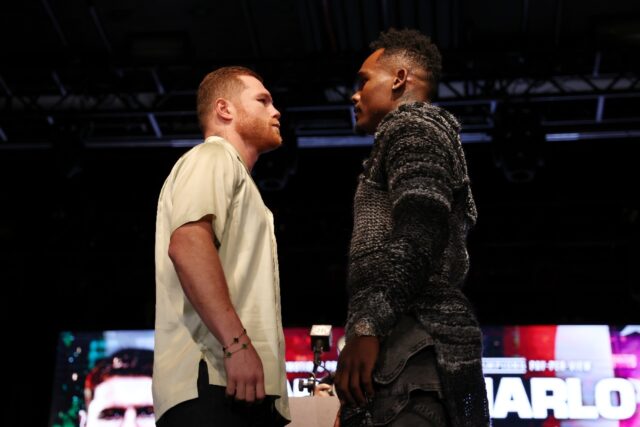 Saul "Canelo" Alvarez faces off against Jermell Charlo ahead of Saturday's clash in Las Ve