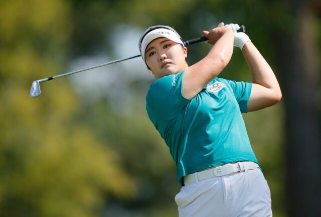 South Korean Ryu Hae-ran plays a shot on the way to the first-round lead in the LPGA NW Ar