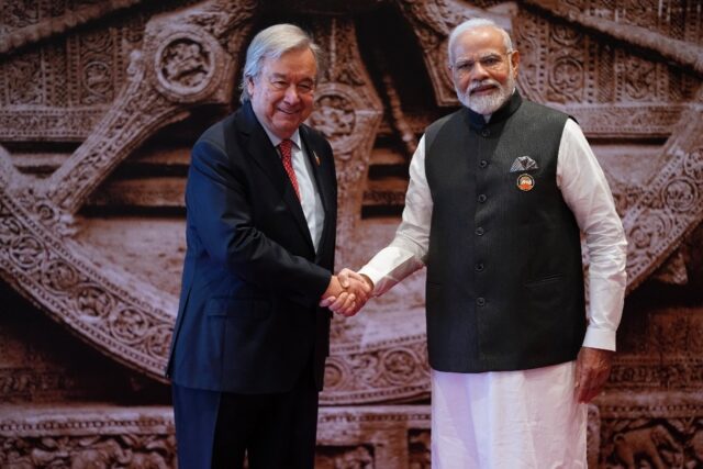 UN chief Antonio Guterres (L, with Indian Prime Minister Narendra Modi) has warned of grow