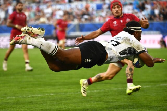 Vinaya Habosi scores Fiji's second try against Georgia