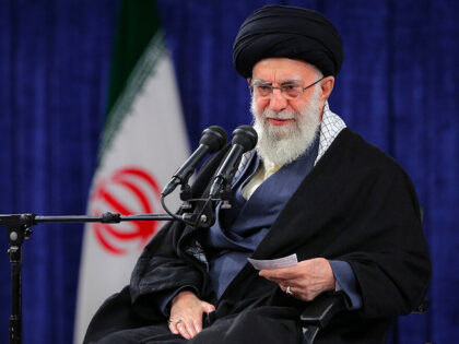 Iranian Supreme Leader Ali Khamenei speaks as part of the 44th anniversary events of the I