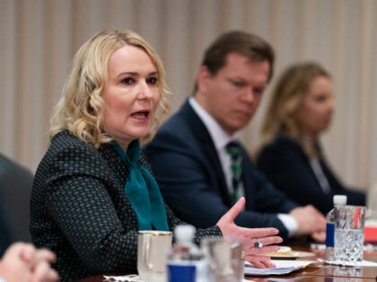 Czech Republic's Defense Minister Jana Cernochova, left, speaks during a meeting with Secr
