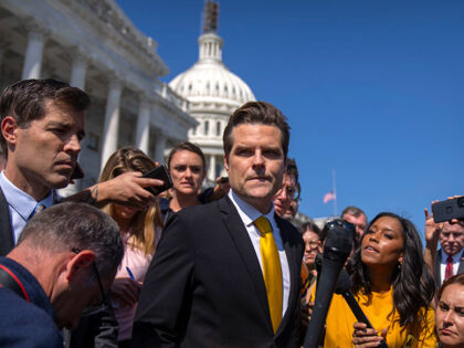 Rep. Matt Gaetz, R-Fla., one of House Speaker Kevin McCarthy's harshest critics, speaks to reporters on the steps of the Capitol in Washington, Monday, Oct. 2, 2023. Gaetz has said he plans to use a procedural tool called a motion to vacate to try and strip McCarthy of his office …