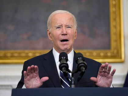 President Joe Biden speaks in the State Dining Room of the White House, Saturday, Oct. 7, 2023, in Washington, after the militant Hamas rulers of the Gaza Strip carried out an unprecedented, multi-front attack on Israel at daybreak Saturday. Thousands of rockets were fired as dozens of Hamas fighters infiltrated …