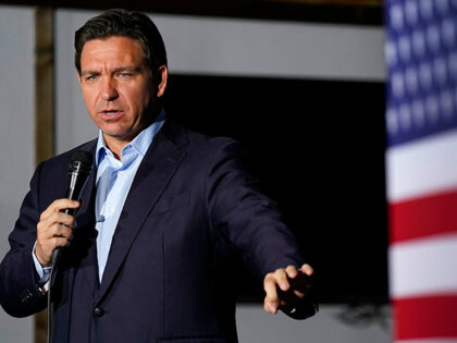 Republican presidential candidate Florida Gov. Ron DeSantis speaks during a meet and greet