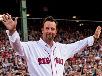 BOSTON, MA - JUNE 23: Former Boston Red Sox left pitcher Tim Wakefield is introduced durin
