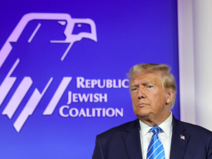 Republican presidential candidate former U.S. President Donald Trump is introduced at the Republican Jewish Coalition's Annual Leadership Summit at The Venetian Resort Las Vegas on October 28, 2023 in Las Vegas, Nevada. The summit features the top GOP presidential candidates who will face their first test on the road to …