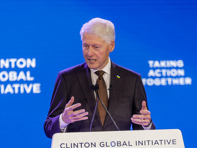 NEW YORK CITY, US - SEPTEMBER 19: Former US President Bill Clinton gives a speech during t