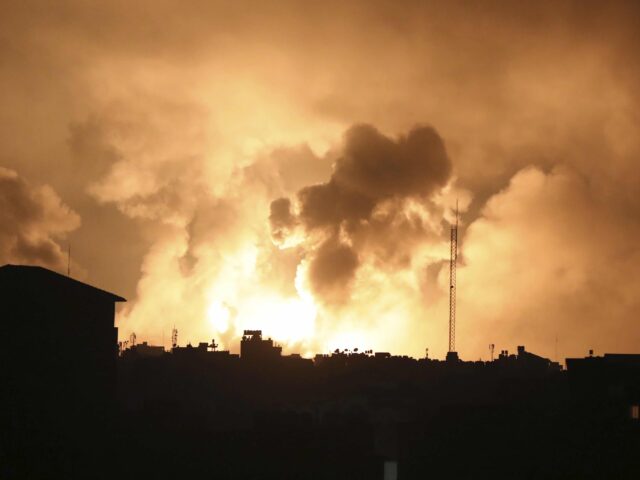 Explosions caused by Israeli airstrikes in the northern Gaza Strip, Friday, Oct. 27, 2023.