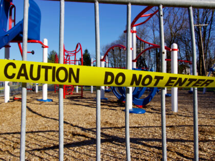 A playground for Central school is closed in Mamaroneck, New York, due to the Coronavirus on April 6th 2020