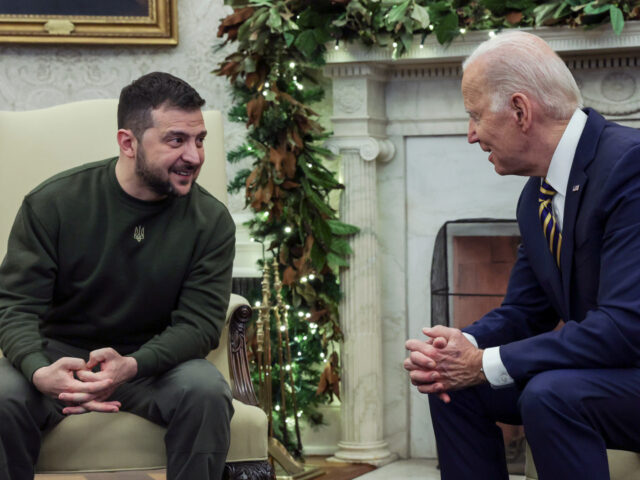 WASHINGTON, DC - DECEMBER 21: U.S. President Joe Biden (R) meets with President of Ukraine