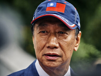 Terry Gou, founder of Foxconn Technology Group, visits Mount Taiwu in Kinmen, Taiwan, on W