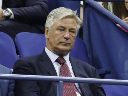 American actor Alec Baldwin looks on during the Women's Singles First Round match between