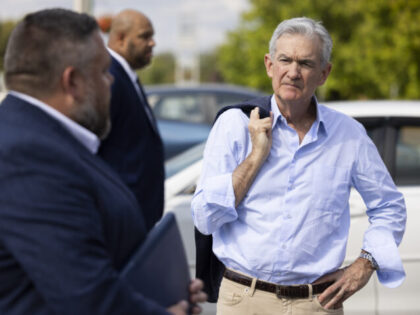 Jerome Powell, chairman of the US Federal Reserve, during a walking tour in York, Pennsylv