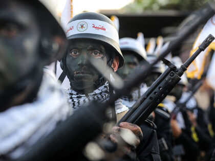 Harvard - Palestinian Islamic Jihad supporters participate in an anti-Israel rally marking the 36th anniversary of the movement's foundation in Gaza City, October 6, 2023. (Photo by Majdi Fathi/NurPhoto via Getty Images)