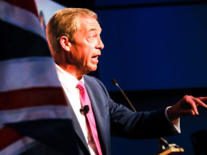 LONDON, UNITED KINGDOM - OCT 07, 2023 - Nigel Farage at the Reform Party conference in Lon