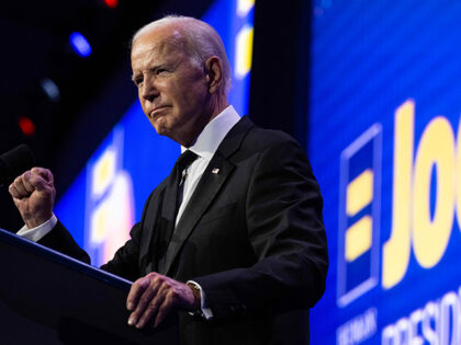 US President Joe Biden speaks during the Human Rights Campaign National Dinner at the Wash
