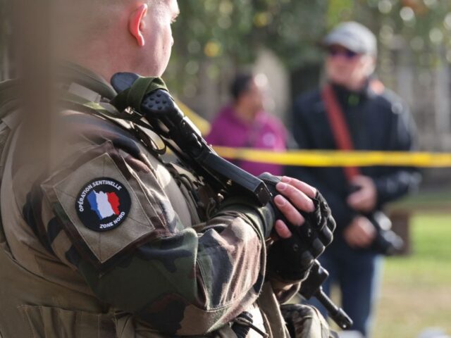 A French military serviceman of ongoing French military operation "Operation Sentinel