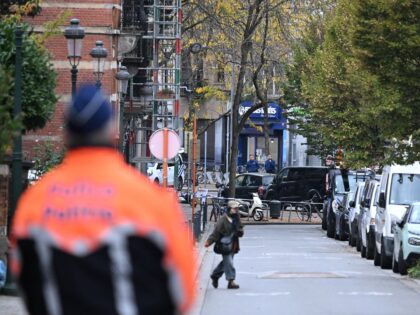 BRUSSELS, BELGIUM - OCTOBER 17: A view from the scene where Belgian police arrest gunman kills 2 Swedish nationals in Brussels, Belgium on October 17, 2023. The shooting took place around 19.15 pm local time (1715GMT) near Place Sainctelette and Avenue Ninth Linielette, according to broadcaster VRT. (Photo by Dursun …