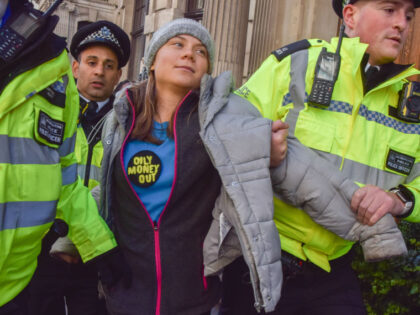 LONDON, UNITED KINGDOM - 2023/10/17: Swedish activist Greta Thunberg is arrested during a