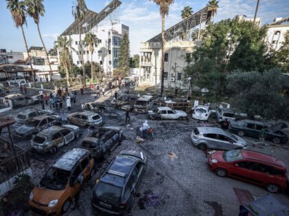 GAZA CITY, GAZA - OCTOBER 18: A view of the surroundings of Al-Ahli Baptist Hospital after