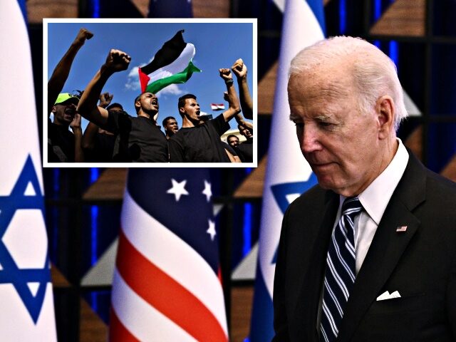 US President Joe Biden leaves the room at the end of a press conference following a solidarity visit to Israel, on October 18, 2023, in Tel Aviv, amid the ongoing battles between Israel and the Palestinian group Hamas in the Gaza Strip. Thousands of people, both Israeli and Palestinians have …