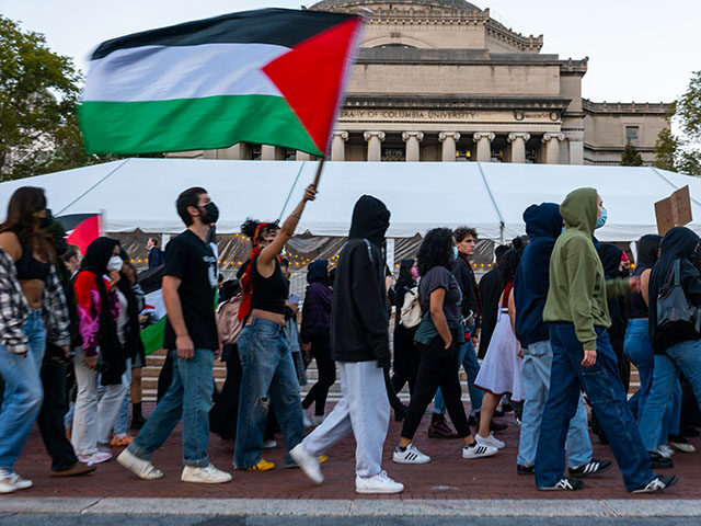 Columbia students participate in a rally in support of Palestine at the university on Octo