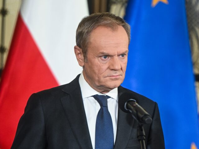 WARSAW, POLAND - OCTOBER 24: The leader of Civic Coalition (KO), Donald Tusk stands among