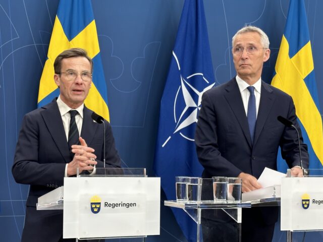 STOCKHOLM, SWEDEN - OCTOBER 24: NATO Secretary General Jens Stoltenberg (R), and Swedish P