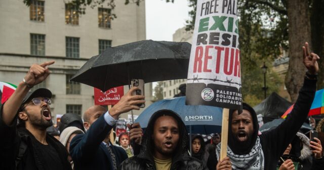 Anti-Israel Protesters Descend on Downing Street After Gaza Hospital Blast