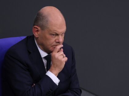 BERLIN, GERMANY - OCTOBER 19: German Chancellor Olaf Scholz attends debates after giving a government declaration at the Bundestag prior to an upcoming summit of the European Council on October 19, 2023 in Berlin, Germany. Scholz addressed issues including the current conflict between Hamas and Israel, the war in Ukraine …
