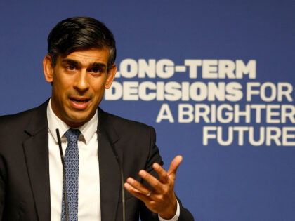 Britain's Prime Minister Rishi Sunak delivers a speech on Artificial Intelligence (AI) in