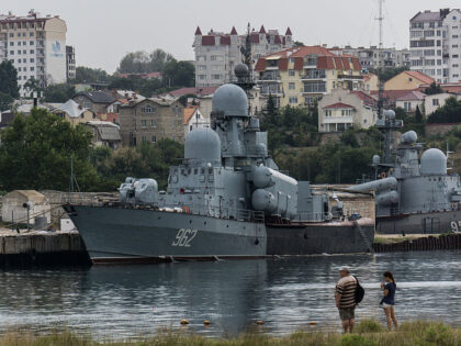 SEVASTOPOL, CRIMEA - AUGUST 12: Military ships seen on August 12, 2015 in Sevastopol, Crim
