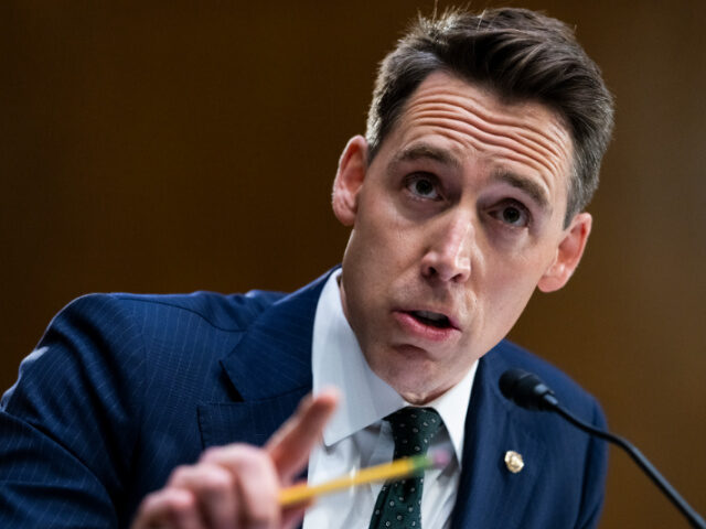 Sen. Josh Hawley, R-Mo., questions DHS Secretary Alejandro Mayorkas during the Senate Judiciary Committee hearing titled Oversight of the Department of Homeland Security, in Dirksen Building on Tuesday, November 16, 2021. (Photo By Tom Williams/CQ-Roll Call, Inc via Getty Images)