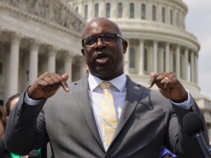 U.S. Representative Jamaal Bowman speaks at Grammys On The Hill: Advocacy Day on April 27,