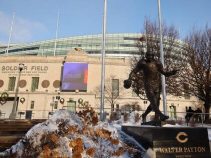 CHICAGO, ILLINOIS - DECEMBER 24: A general view of the Walter Payton statue outside Soldier Field prior to the game between the Chicago Bears and the Buffalo Bills on December 24, 2022 in Chicago, Illinois. (Photo by Michael Reaves/Getty Images