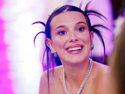 BERLIN, GERMANY - SEPTEMBER 9: US actress and influencer Millie Bobby Brown during her Meet And Great on September 9, 2023 in Berlin, Germany. (Photo by Isa Foltin/Getty Images)