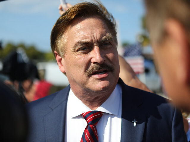 WEST PALM BEACH, FL - APRIL 04: MyPillow Guy CEO Mike Lindell arrives at a gathering of supporters of former U.S. President Donald Trump near Trump's residence at the Mar-a-Lago Club on April 4, 2023 in West Palm Florida. Trump pleaded not guilty in a Manhattan courtroom today to 34 …