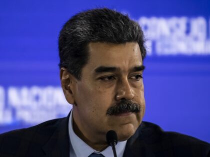 President of Venezuela Nicolas Maduro looks on during a meeting with the 'Consejo Nac
