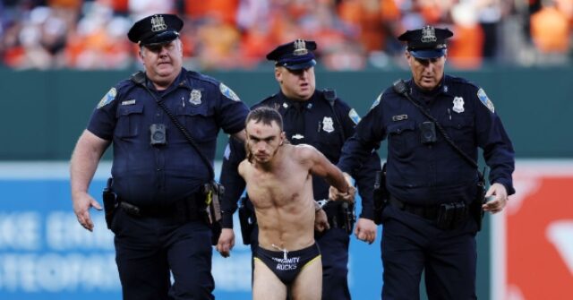 WATCH: Fan in 'Virginity Rocks' Speedo Runs Onto Field During Orioles-Rangers Game
