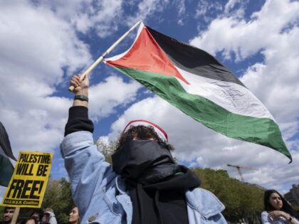 Pro-Palestinian demonstrators rally outside the White House in Washington, Sunday, Oct. 8,