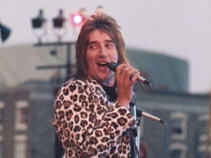 British singer Rod Stewart in concert with the Faces during Rock At The Oval in London, 18
