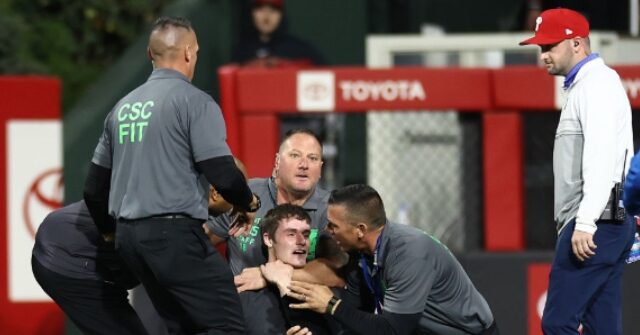 WATCH: Phillies Fan Demolished by Security After Ill-Advised Run onto the Field